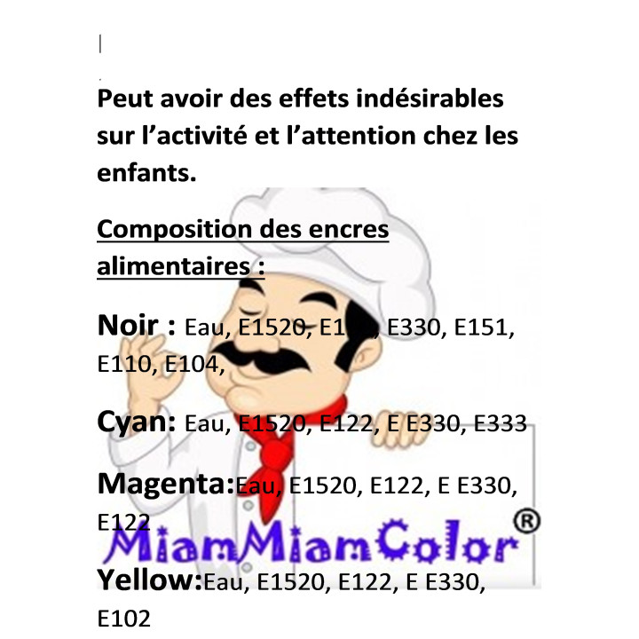 Encre alimentaire pour imprimante Canon - 6x100 ml