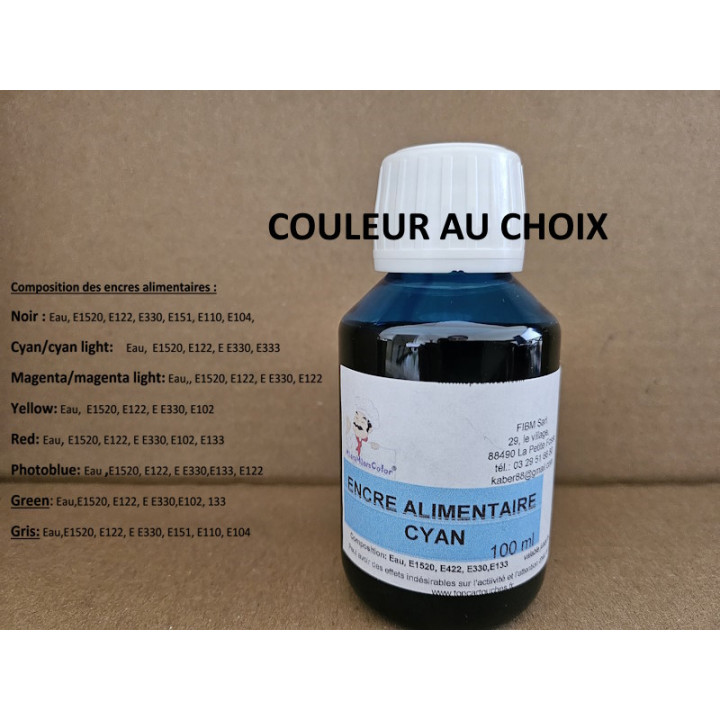 Encres alimentaires HP 100 ml - Cyan, magenta, jaune, noir
