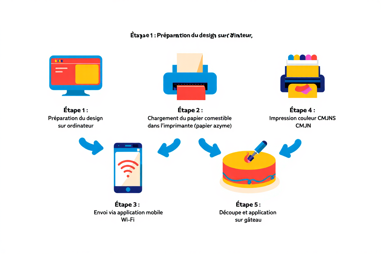 Processus d'impression alimentaire en 5 étapes